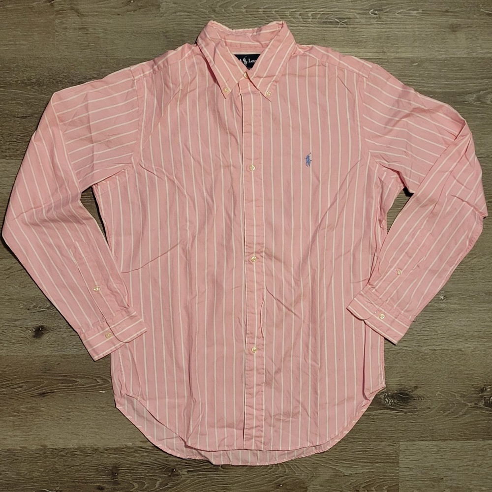 Ralph Lauren Pink Striped Button Down Shirt - 15.5/34-35